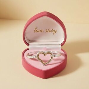 Love Story Silver and Gold Heart Bracelet